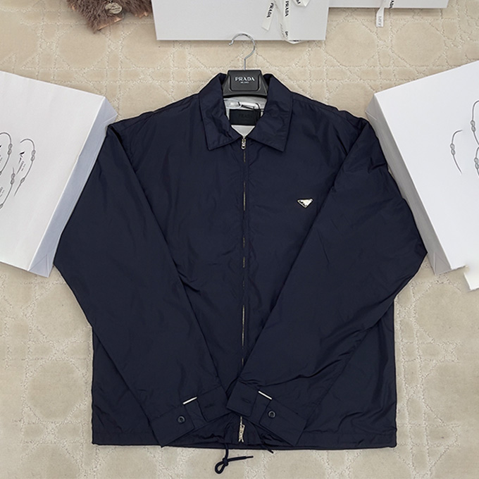 prada triangle logo zip‑up shirt jacket